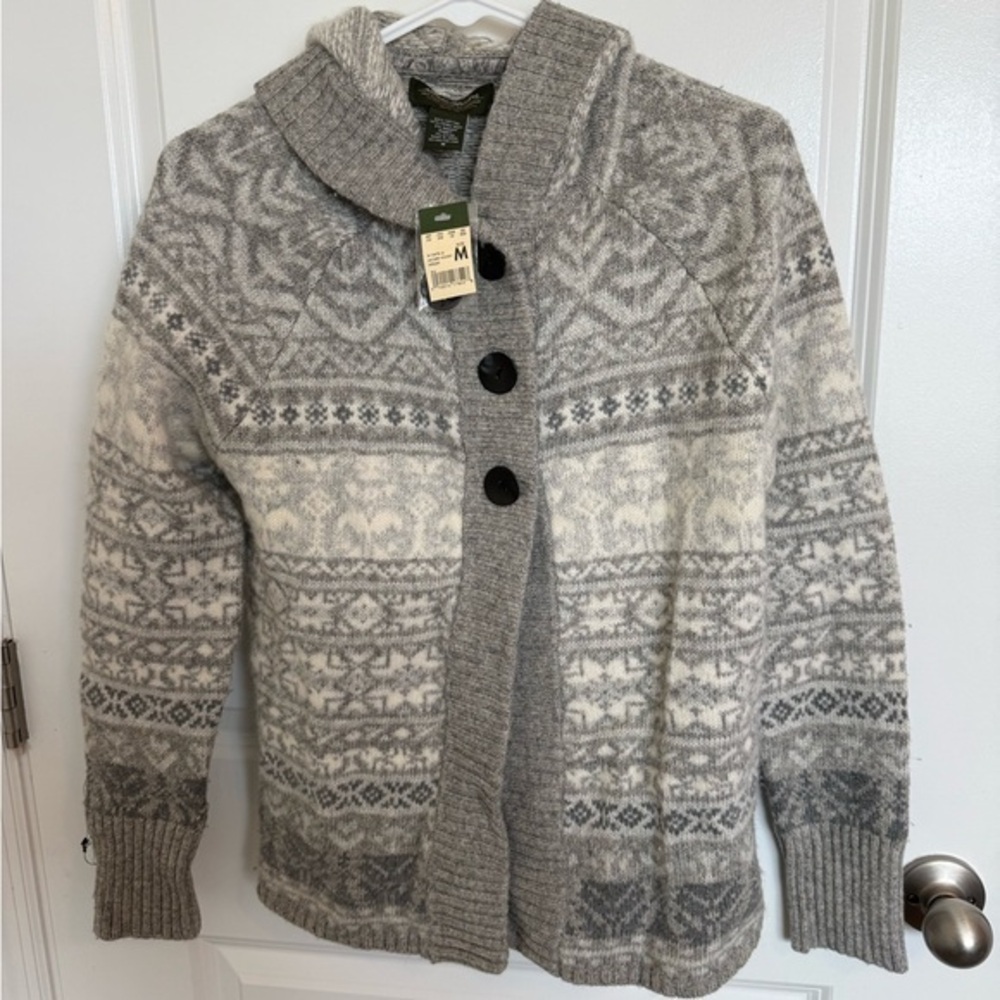 NWT Eddie Bauer Lambswool Hooded Sweater Medium
